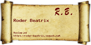Roder Beatrix névjegykártya